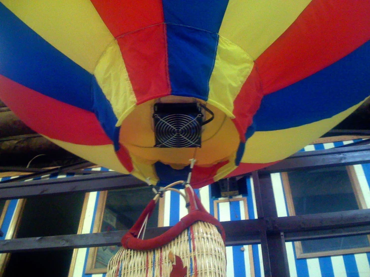 an air ball being lifted up from a building