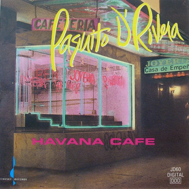 a pink picture of a store front with the words havana cafe