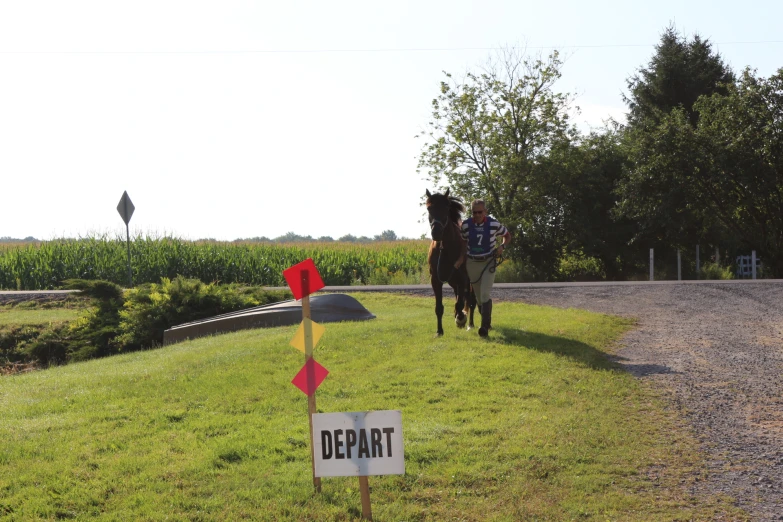 two signs in the shape of a horse that is riding a horse