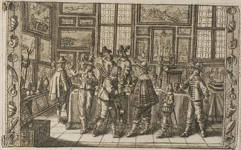 a drawing depicting a group of men