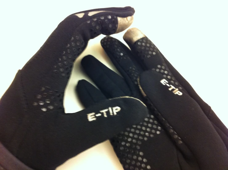 there are two mittens with the names etip on them