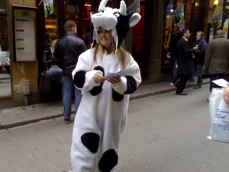 girl in costume on the street in costume