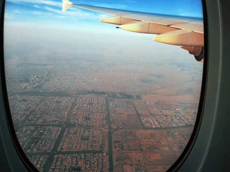 the wing of an airplane as seen from below