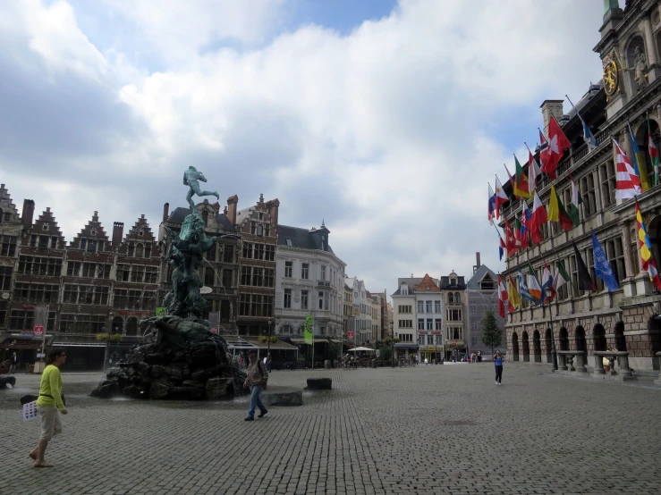 a po of people standing in a courtyard