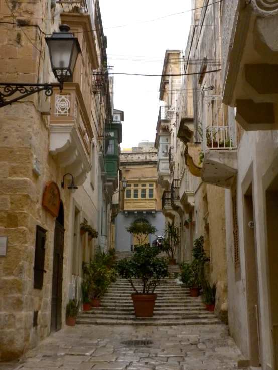 a bunch of stairs that are between buildings