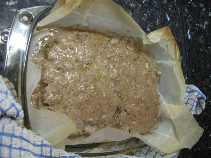 a small dish on top of a white napkin