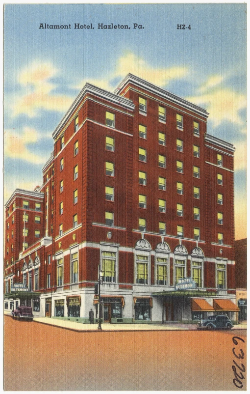 an old building is shown with lights on