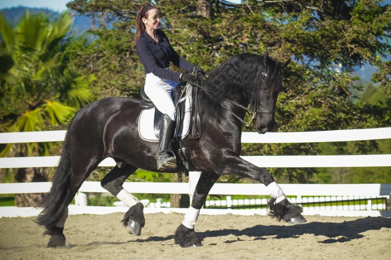 a woman riding on the back of a horse