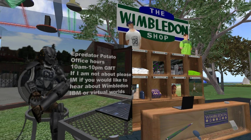 a virtual image of a store with words overlaid