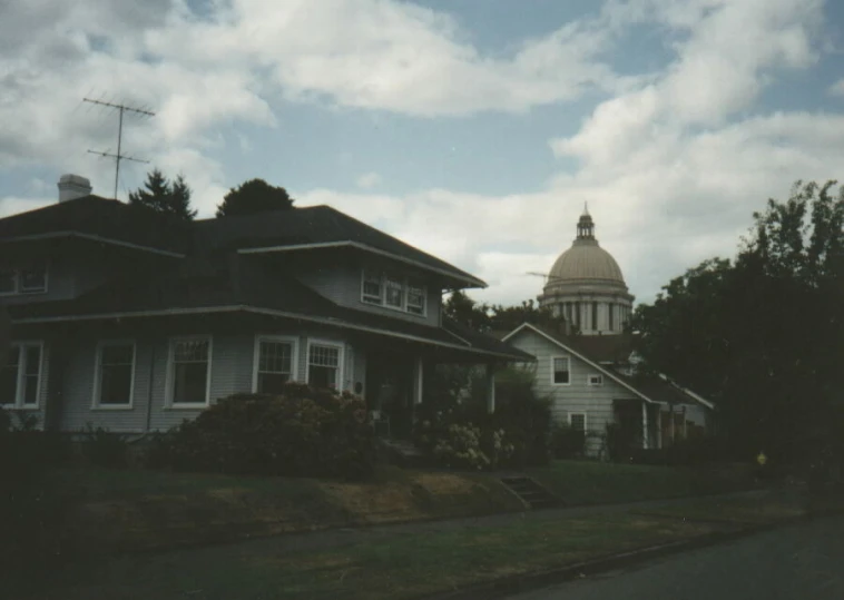 the view of a church from across the street