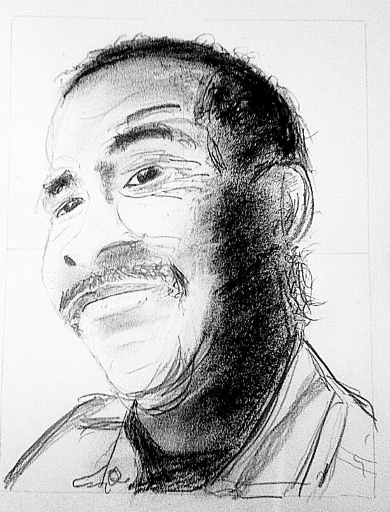 a drawing of a man smiling