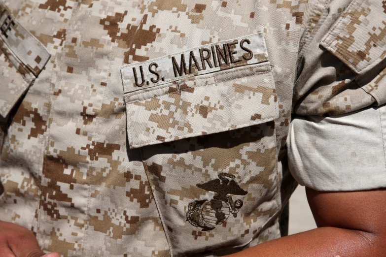 a us marine uniform, close up, showing the chest and sleeves