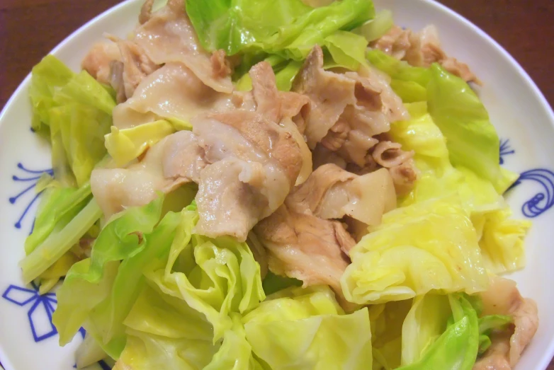 some sort of asian salad with lettuce and meat