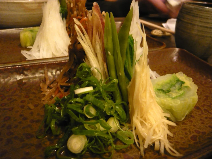 a close up of a plate of food with vegetables