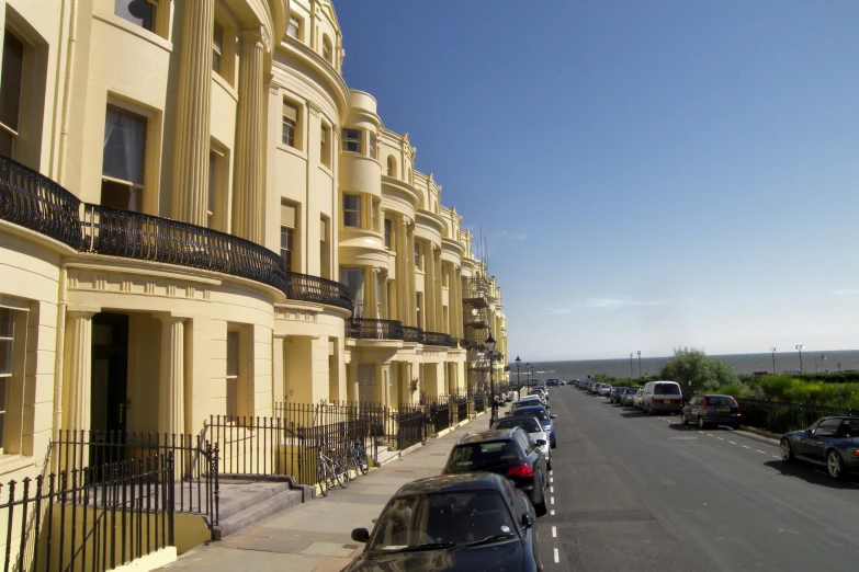 rows of building along the street in front of them