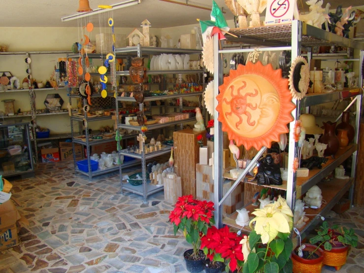 a large assortment of flowers on display in a store