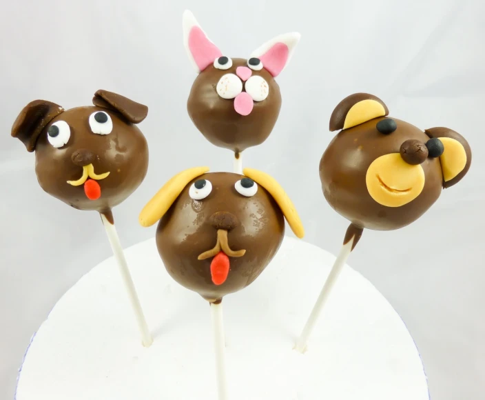 a table with cake pops decorated like animals
