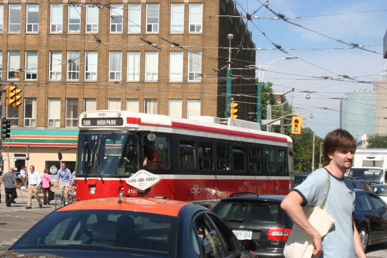 a public transit bus on a city street