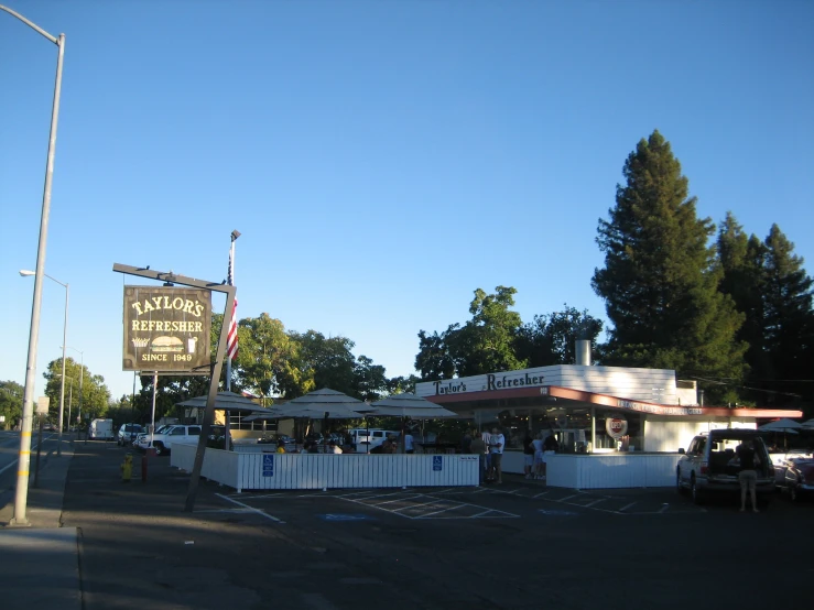 the restaurant is on the corner of the street