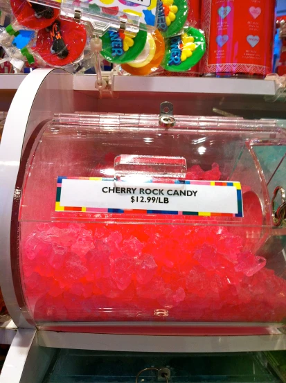 there is a bin of gummy candy in the store