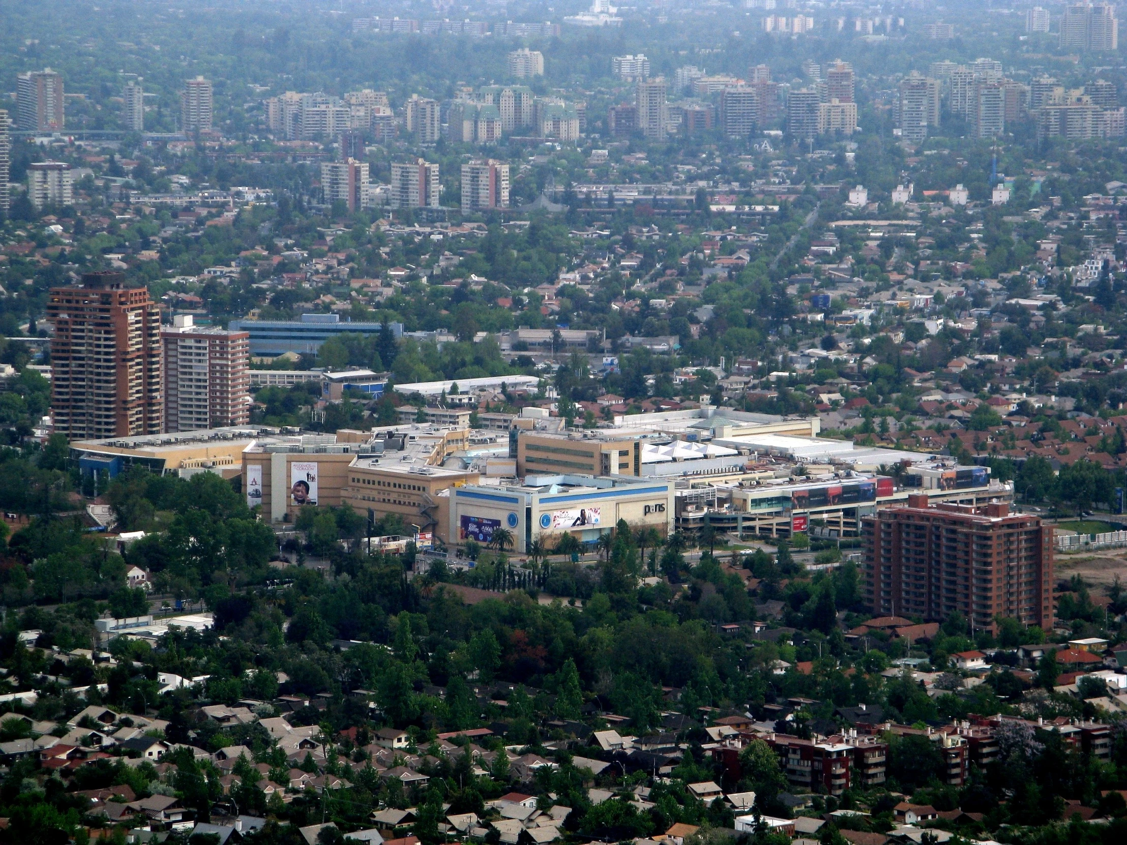 the city is surrounded by tall buildings