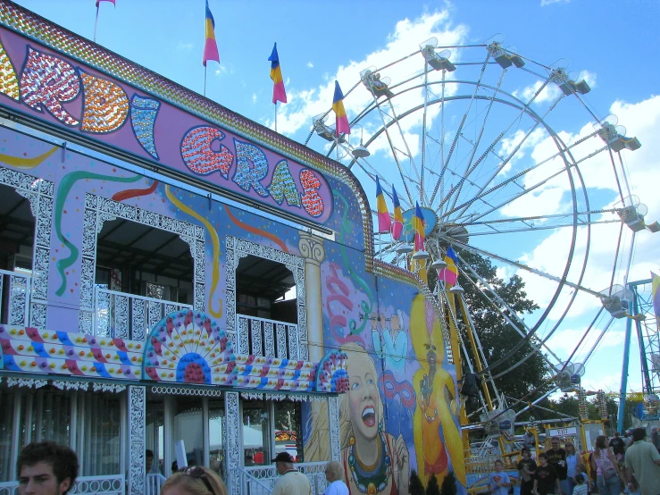 a carnival ride is shown near a carnival ride