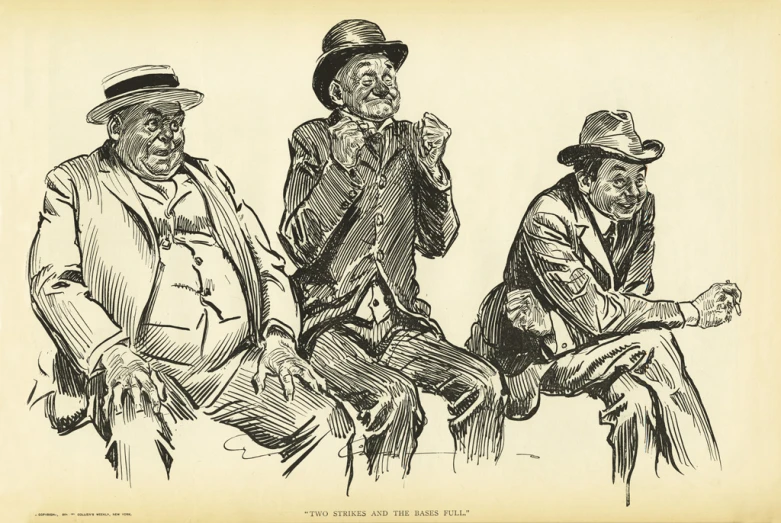 the three gentlemen sitting together drinking a drink