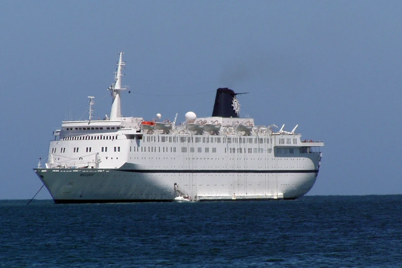 large white ship traveling on calm blue ocean water