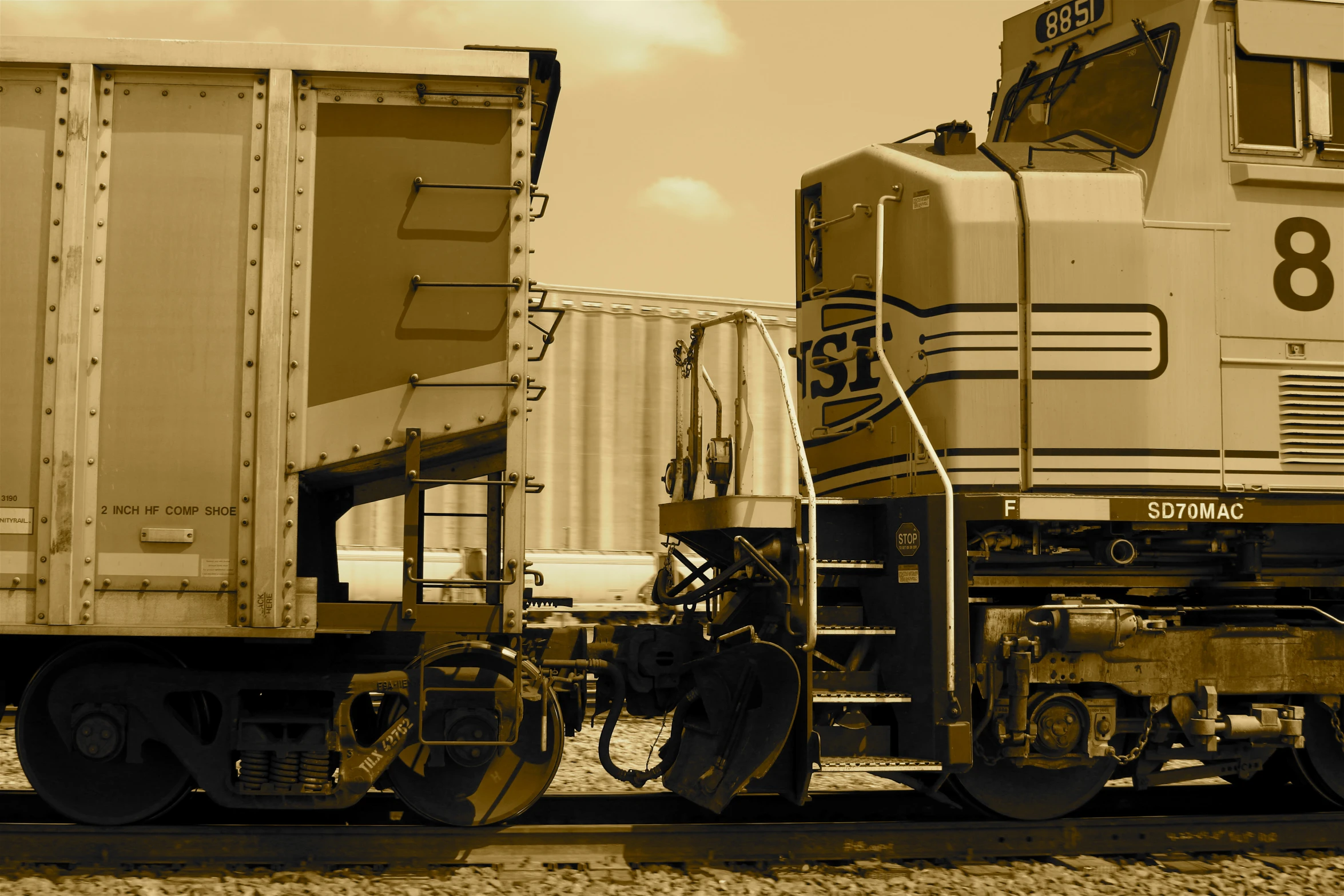 an old train sitting in the rail road tracks