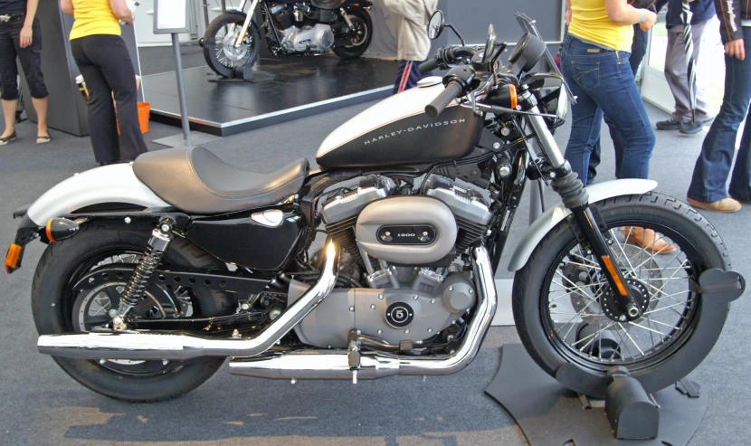 a motorcycle sits in front of the crowd