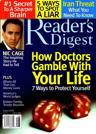 a magazine cover with dices on it