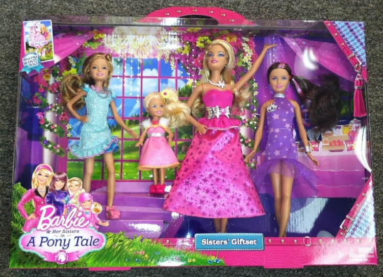 barbie doll birthday party playset with three dolls and food