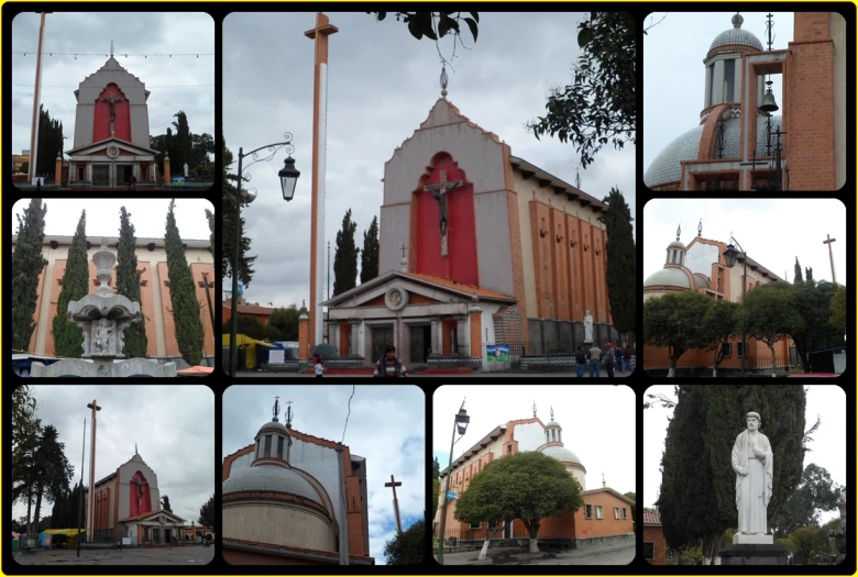 several ss showing different angles of a church