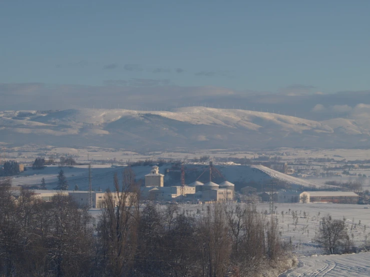 this is the beautiful view of the town across the mountains