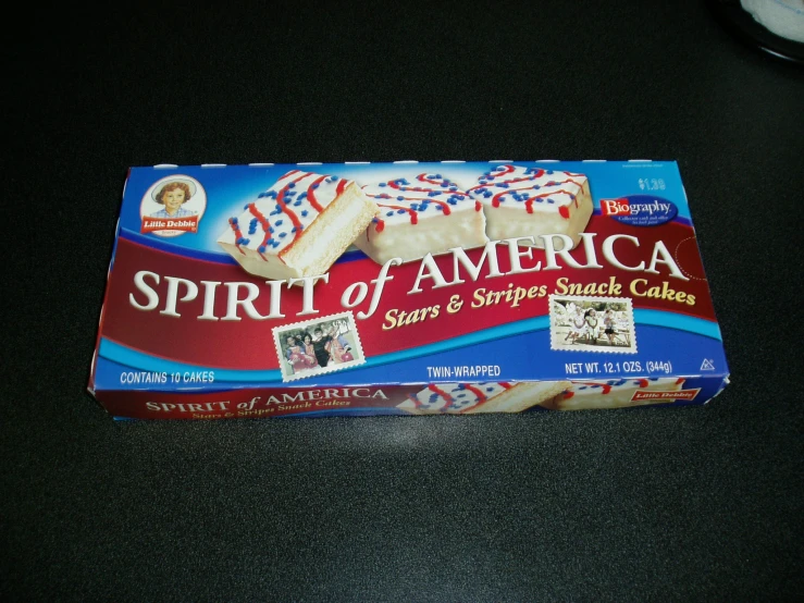 a box of patriotic cookies is shown on a counter