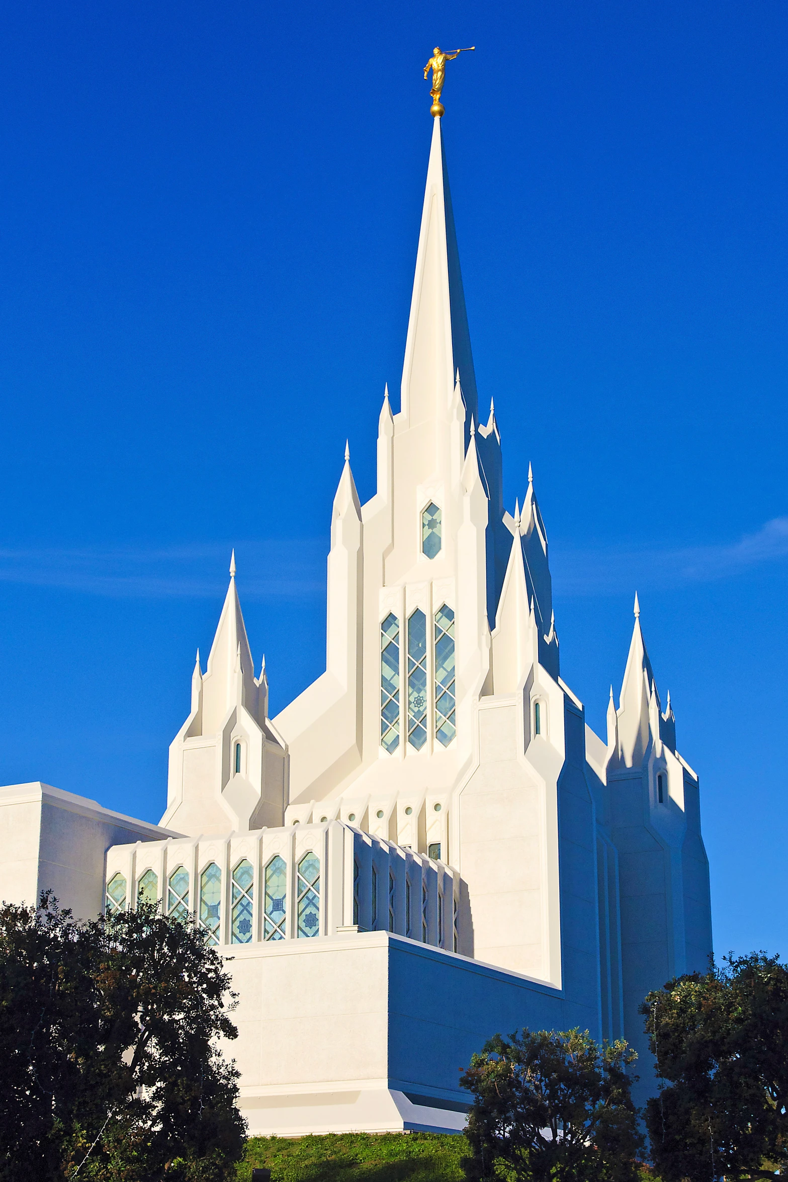 large cathedral with pointed spires and glass windows