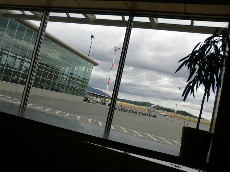 a airport looking out through the glass window