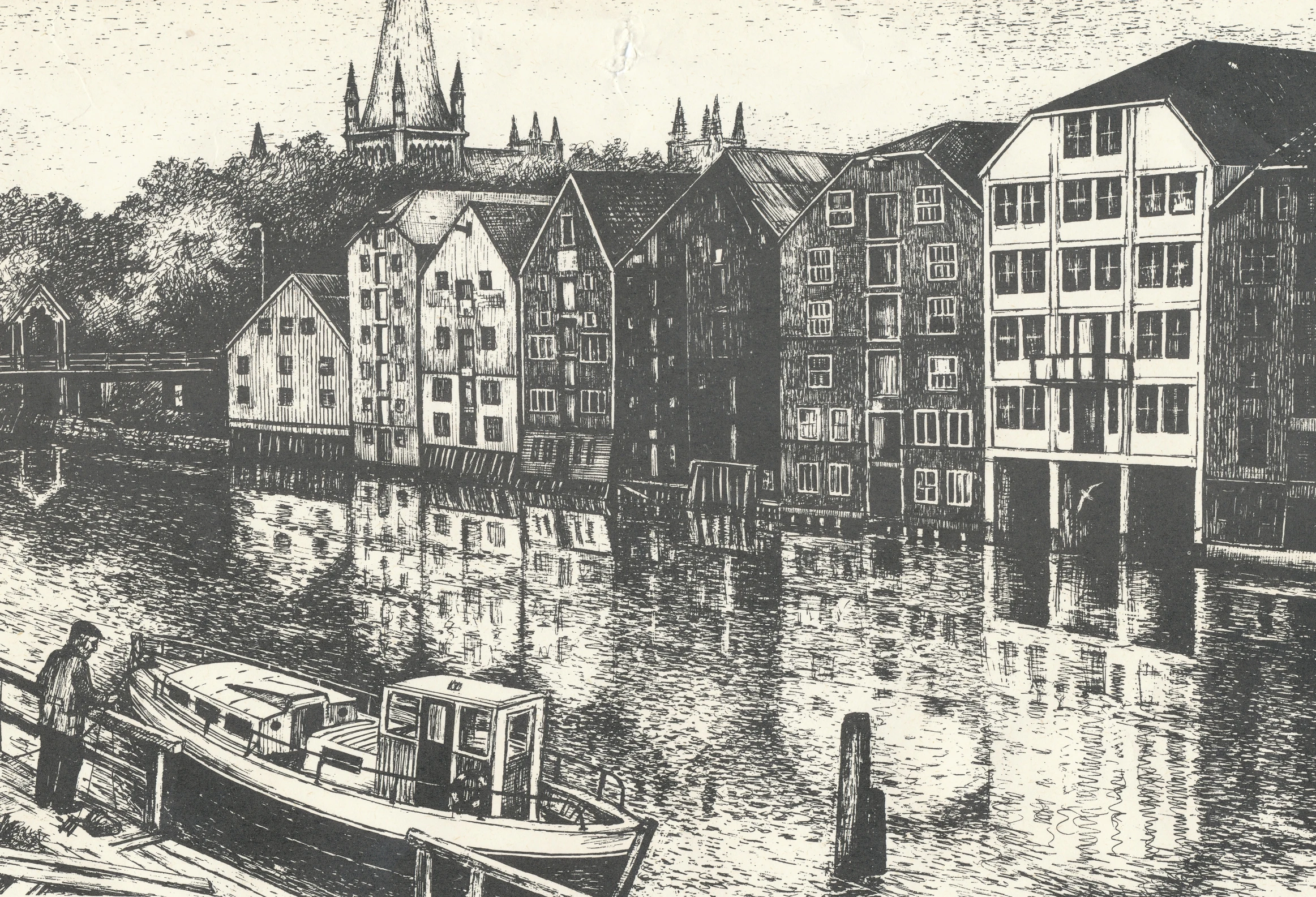 an old city with boats floating in water