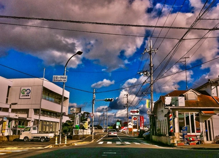 an image of a city street taken at dusk