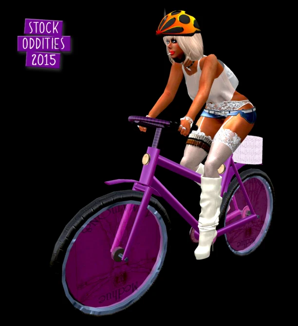 a person on a purple bike with a helmet