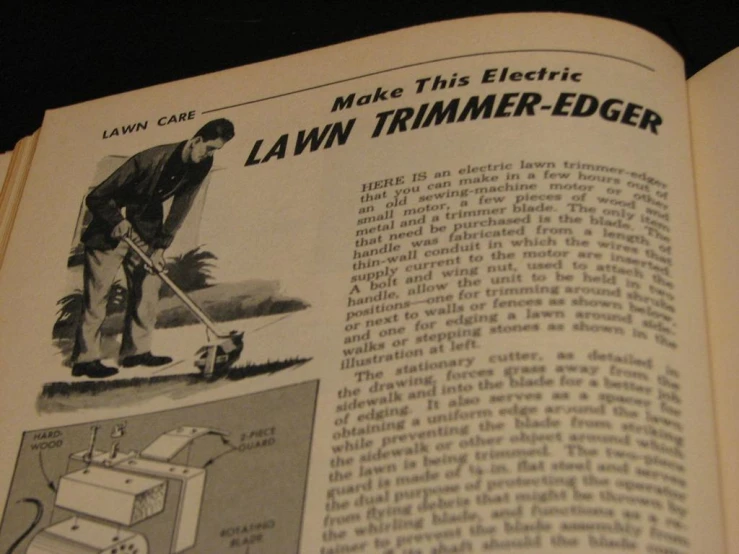 an advertit for lawn trimmer edger is open