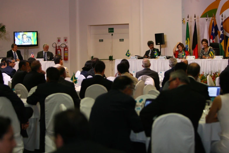 a view of the audience at the convention showing speakers