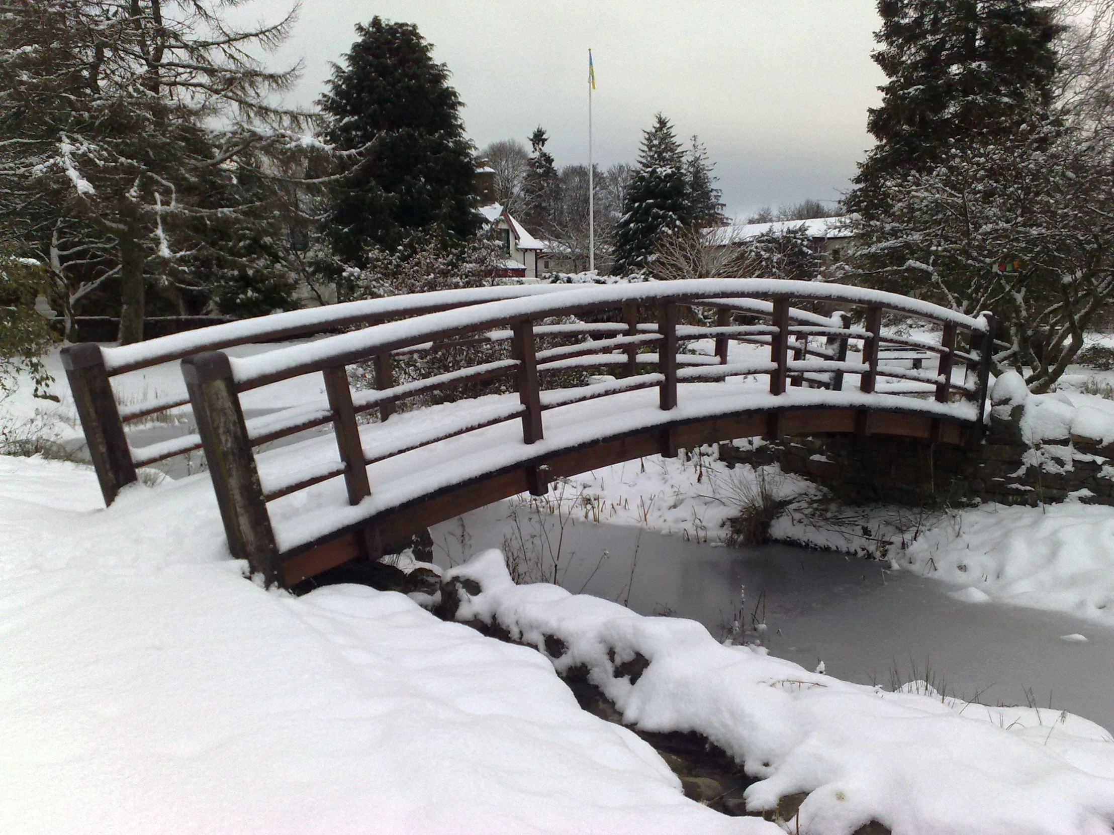 a bridge is being used as a winter crossing