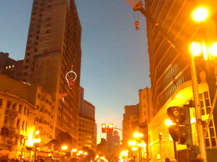 the busy street of the city at night