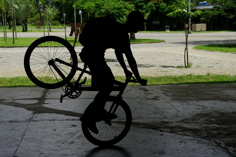 this is the silhouette of a person riding a bike