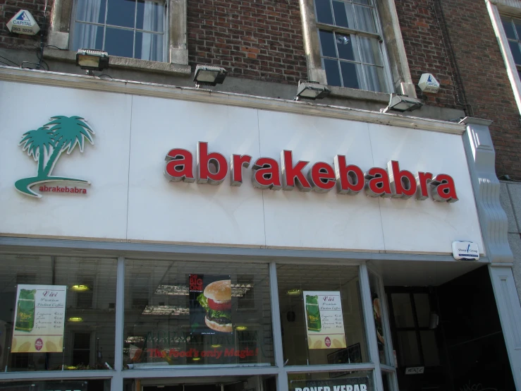 a sign is shown in a store front