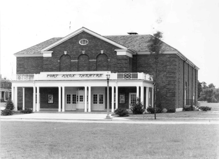 black and white po of old courthouse building