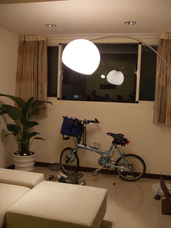 there is a bicycle in the living room