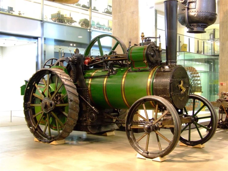 an old steam engine parked in a museum