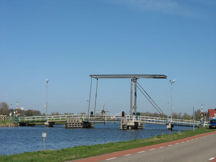 a body of water with two ferry piers